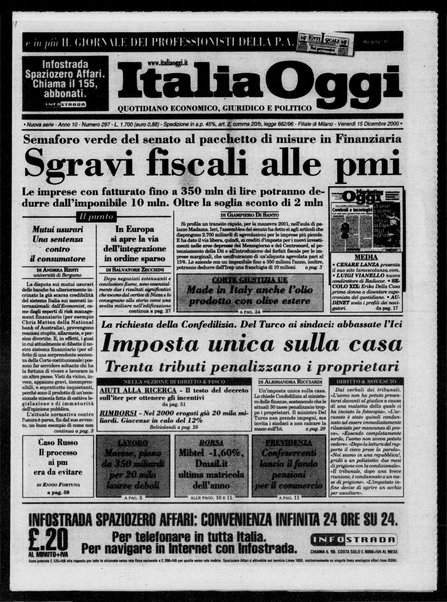 Italia oggi : quotidiano di economia finanza e politica